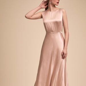 BHLDN Blush Satin Maxi Dress
